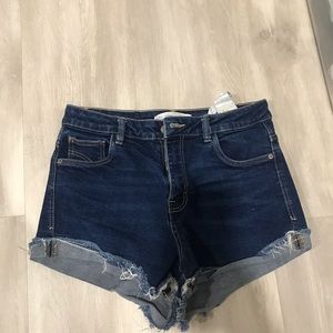 Zara Trafaluc Dark Blue Denim Shorts.